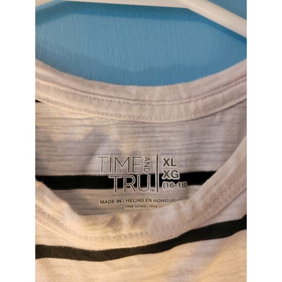 Time And Tru Womens Black/White Striped T Shirt Size XL - Picture 3 of 5